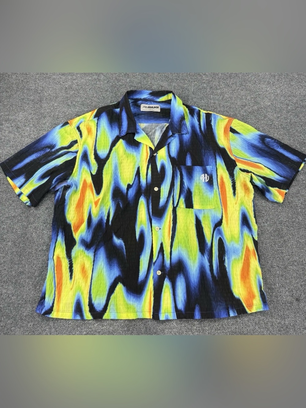 ZARA × RHUIGI Shirt Limited Edition Multicolor Abstract Short Sleeve Oversized M